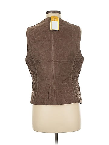Part Two Brown Quilted Vest with Pockets (view 2)
