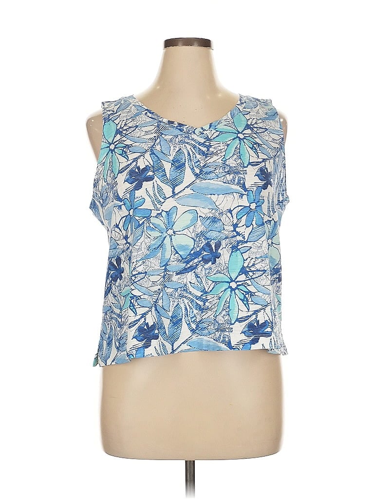 Escada 100% Cotton Blue Tank Top Size XL - photo 1