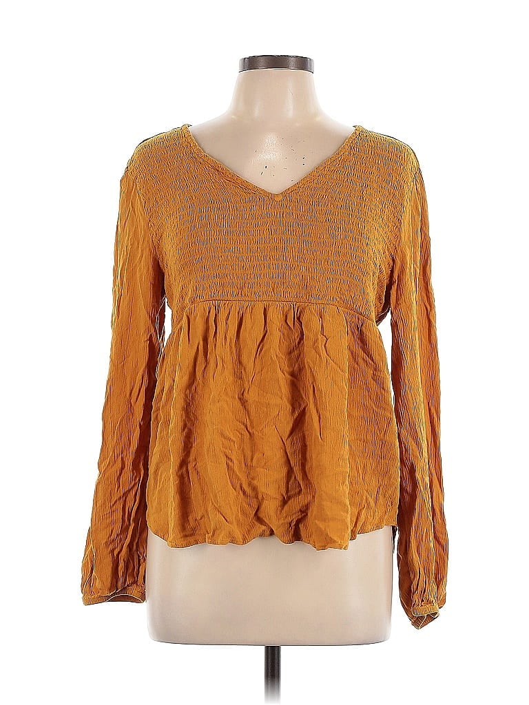 Pre-owned Sonoma Goods For Life Long Sleeve Blouse In Gold
