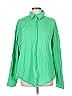 White Fox 100% Cotton Solid Green Long Sleeve Button-Down Shirt Size L - photo 1