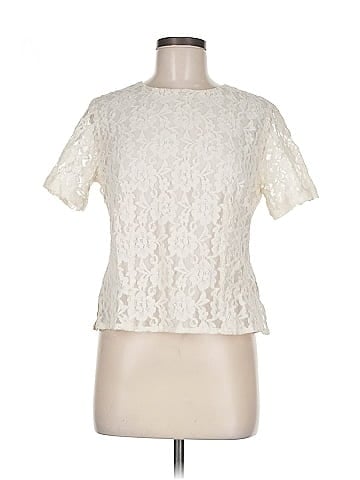 TanJay White Lace Short Sleeve Blouse (view 1)