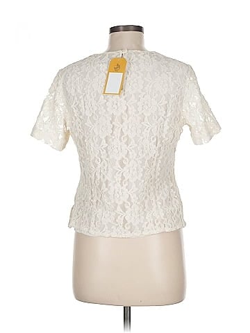 TanJay White Lace Short Sleeve Blouse (view 2)