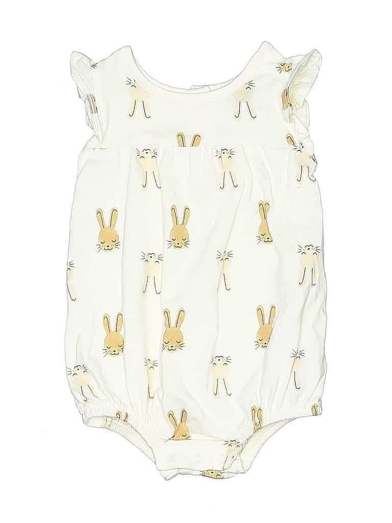 Pre-owned Old Navy Babies' Short Sleeve Onesie In White
