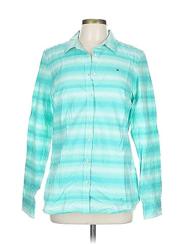 Tommy Hilfiger Teal Striped Classic Button-Down Shirt (view 1)