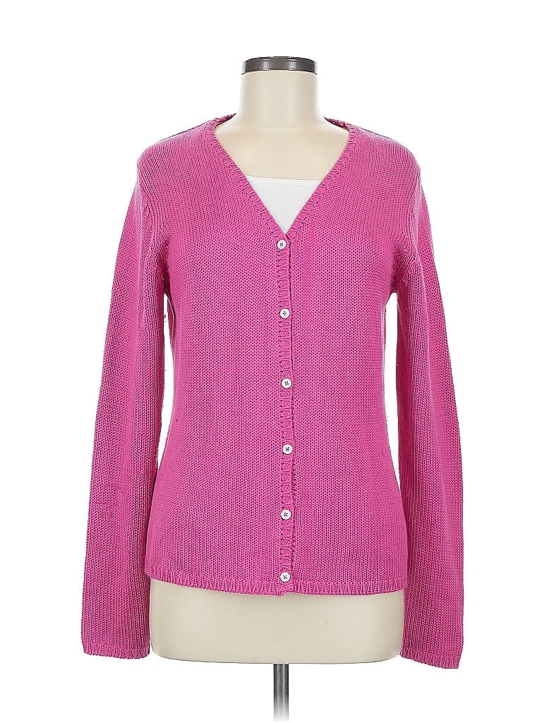 Pre-owned Harold's Silk Cardigan Sweater In Pink