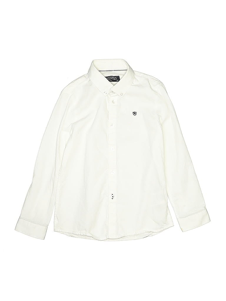 Mayoral Hearts Ivory Long Sleeve Button-Down Shirt Size 7 (big kids) - photo 1