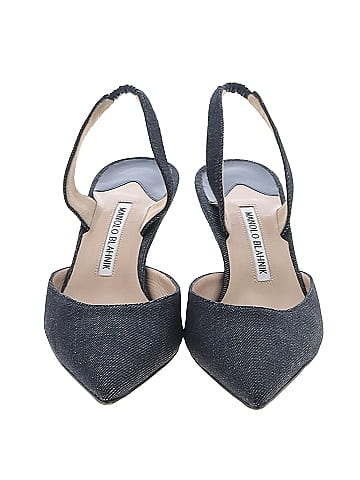 Manolo Blahnik Denim Carolyne Heels (view 2)