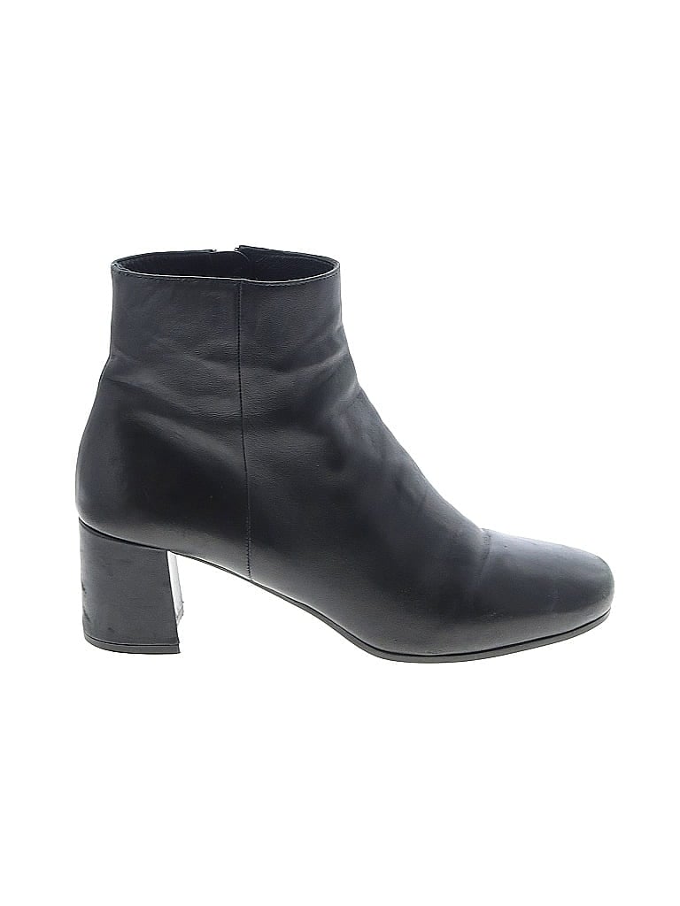 Prada 100% Leather Black Ankle Boots Size EU 37 1/2 - photo 1