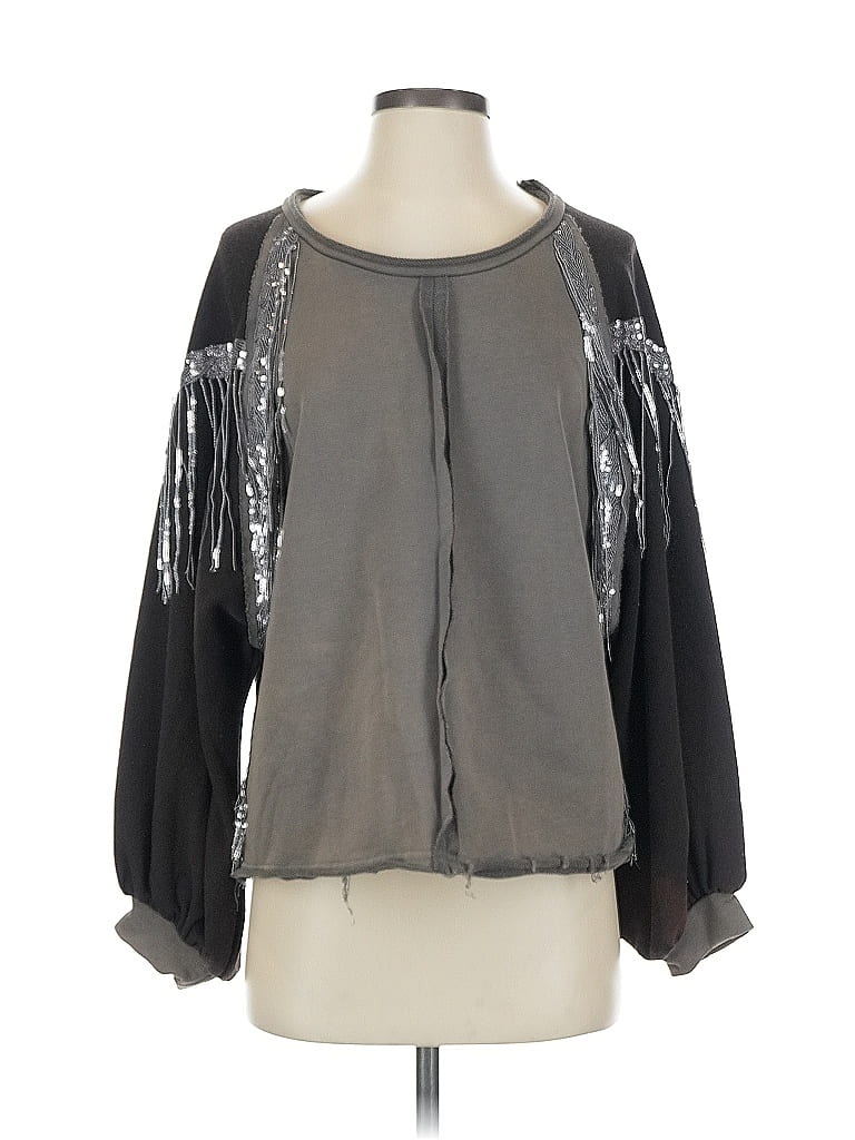 Pol Silver Brown Long Sleeve Top Size S - photo 1