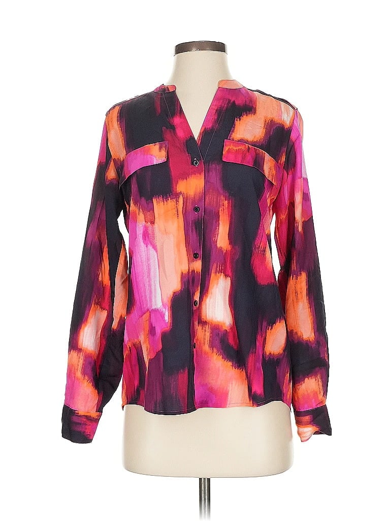 Pre-owned Calvin Klein Long Sleeve Blouse In Purple