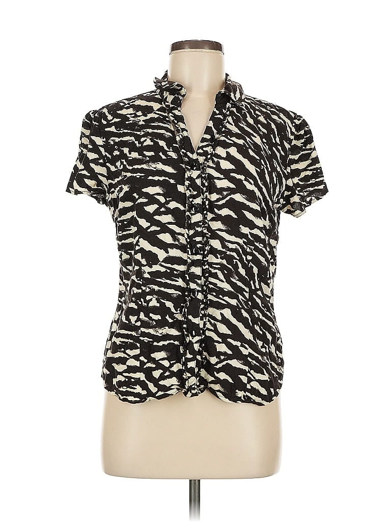 Sag Harbor 100% Rayon Animal Print Black Short Sleeve Blouse Size M - photo 1