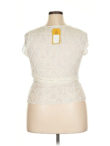 BHS 100% Viscose Ivory Ivory Crochet Lace Short Sleeve Top Size 18