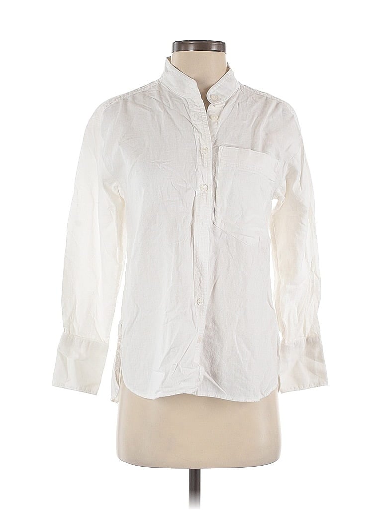 Pre-owned Banana Republic Factory Store 3/4 Sleeve Button Down Shirt In White