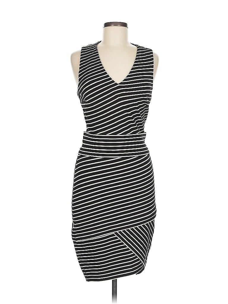 Robert Rodriguez Stripes Black Casual Dress Size 8 - photo 1