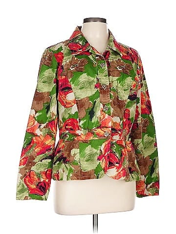 Christopher & Banks Floral Red Jacket for Women (view 1)
