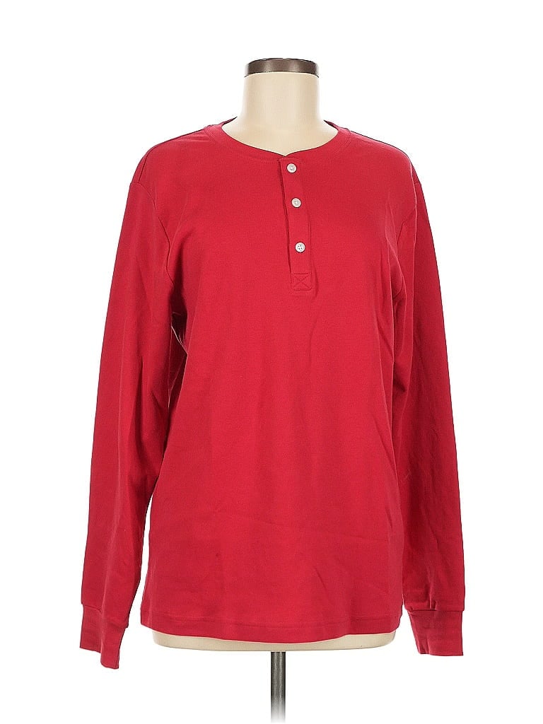 Pre-owned Primary Long Sleeve Henley Shirt In Red