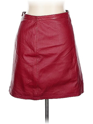 Newport News Red Leather Skirt with Lining (view 1)