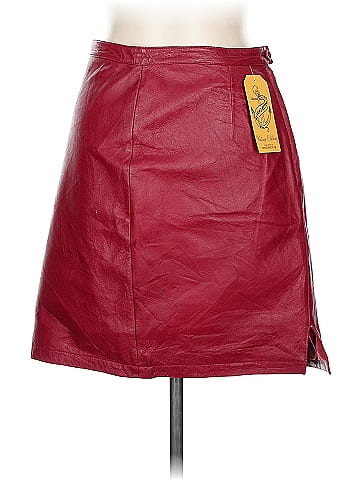 Newport News Red Leather Skirt with Lining (view 2)