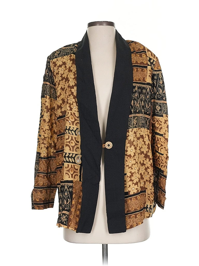 Russell Kemp New York 100 Rayon Print Gold Black and Tan Patterned