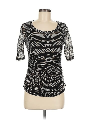 Grace Elements Black Abstract Print 3/4 Sleeve Top (view 1)