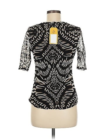 Grace Elements Black Abstract Print 3/4 Sleeve Top (view 2)