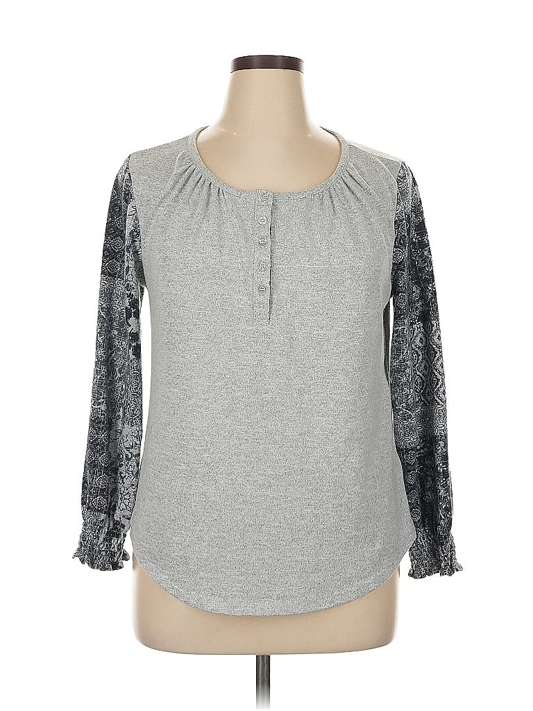 Pre-owned Absolutely Famous 3/4 Sleeve Henley Shirt In Gray