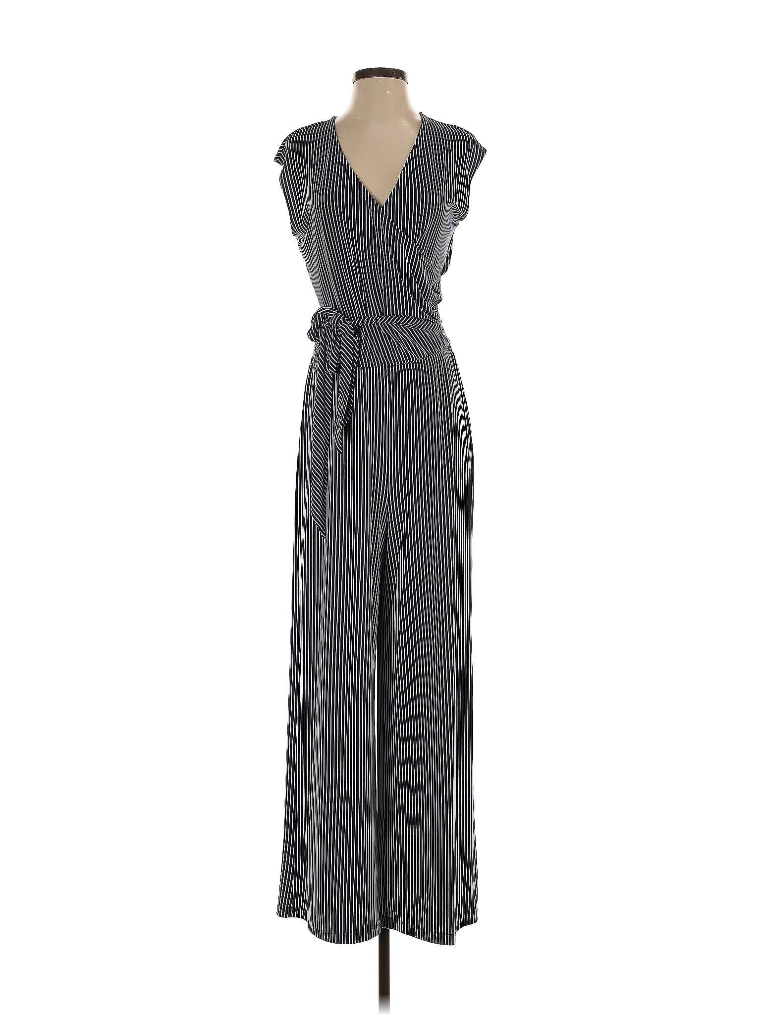 Lauren by Ralph Lauren Chevron-herringbone Gray Blue Jumpsuit Size M