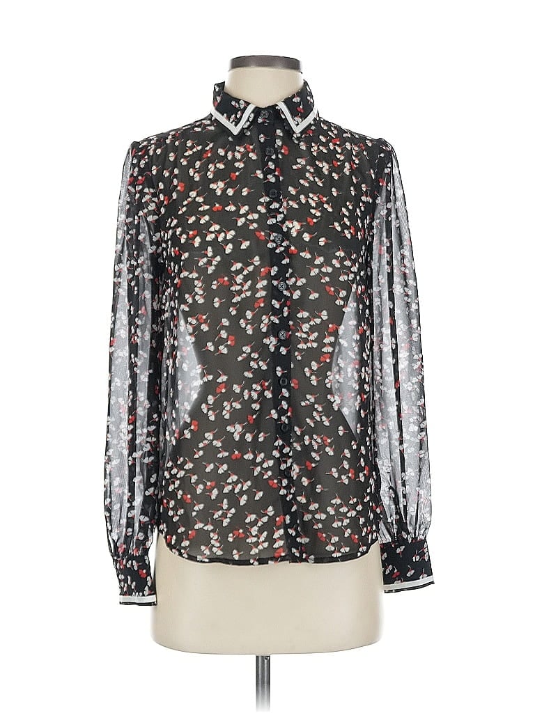 Pre-owned Modcloth Long Sleeve Blouse In Black