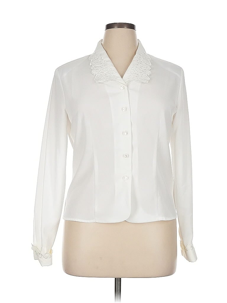 Pre-owned Modern Essentials Long Sleeve Blouse In White