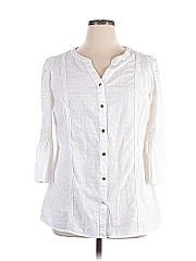 Jm Collection 3/4 Sleeve Button Down Shirt