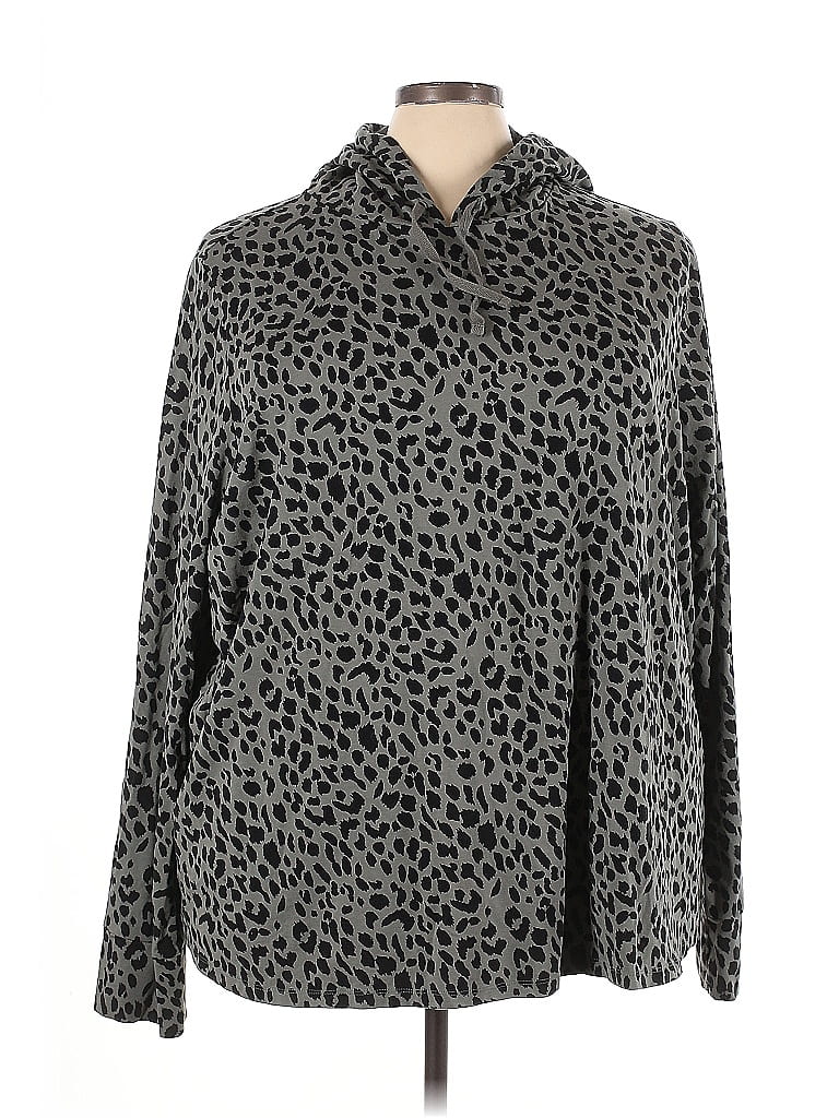 Belle By Kim Gravel Animal Print Gray Pullover Hoodie Size 5X - photo 1
