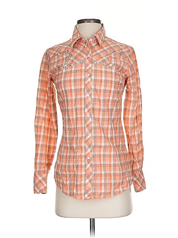 Ariat Orange Plaid Western-Style Button-Down Shirt (view 1)