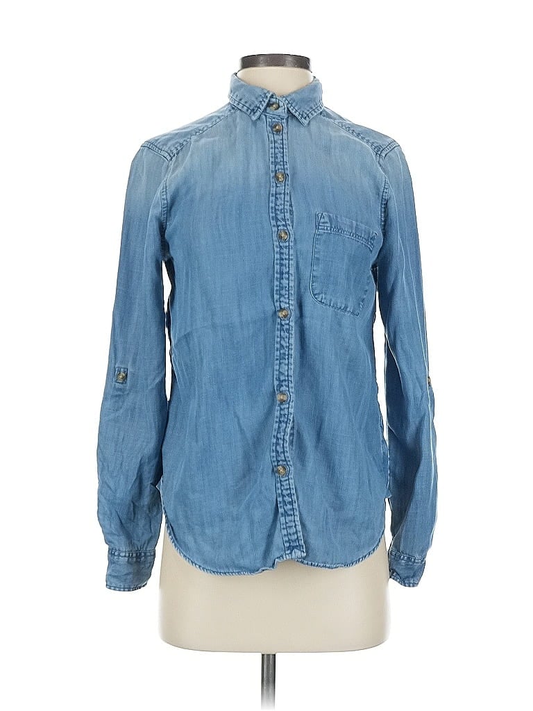 Pre-owned American Eagle Outfitters Long Sleeve Button Down Shirt In Blue