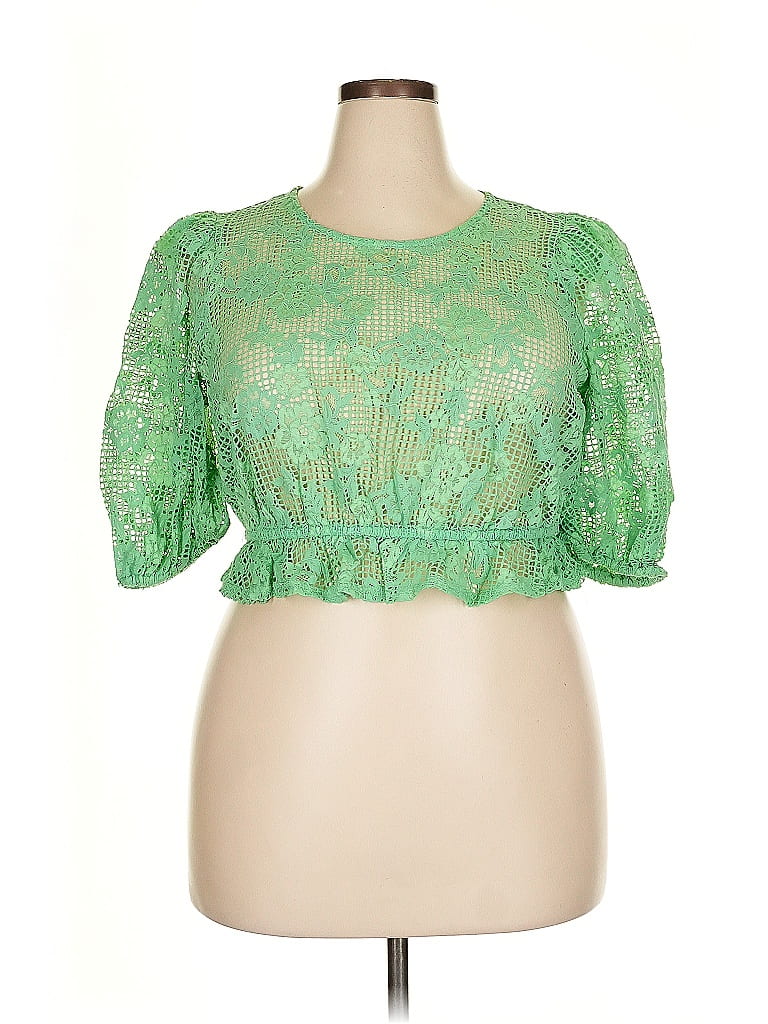 Future Collective Green 3/4 Sleeve Blouse Size XXL - photo 1