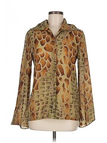 Newport News 1990s Brown Animal Print Button-Down Shirt (view 1)