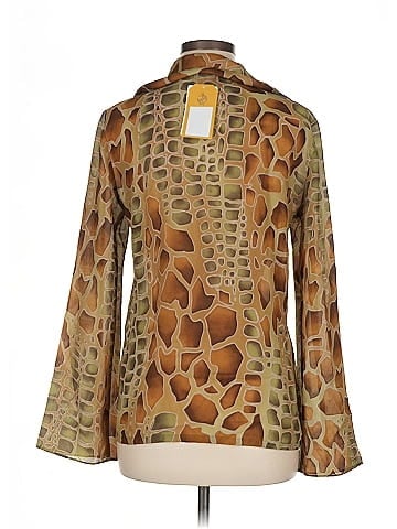 Newport News 1990s Brown Animal Print Button-Down Shirt (view 2)