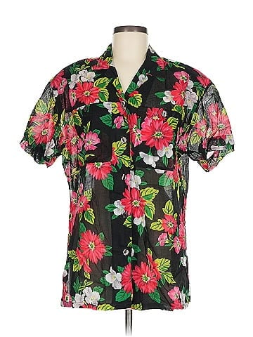 Lizsport Black Floral Short Sleeve Shirt (view 1)