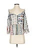 Ela 100% Rayon Silver White 3/4 Sleeve Blouse Size XS - photo 1