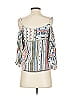 Ela 100% Rayon Silver White 3/4 Sleeve Blouse Size XS - photo 4