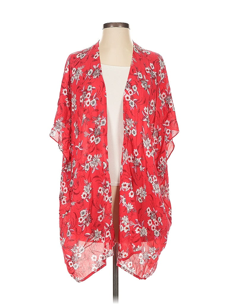 Pre-owned Ann Taylor Loft Kimono In Red