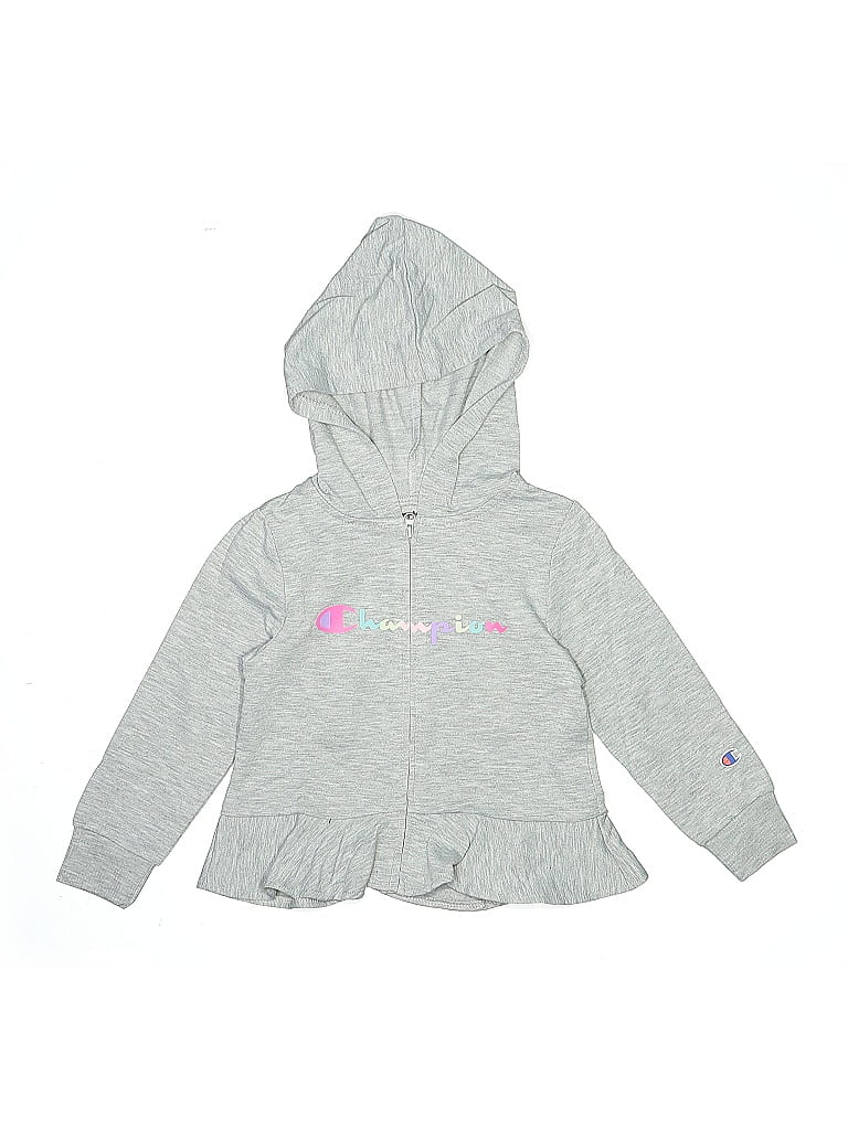 Pre-owned Champion Kids' Zip Up Hoodie In Gray