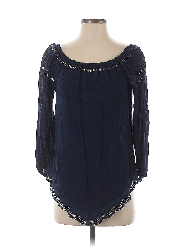 Pre-owned Kori America 3/4 Sleeve Blouse In Blue