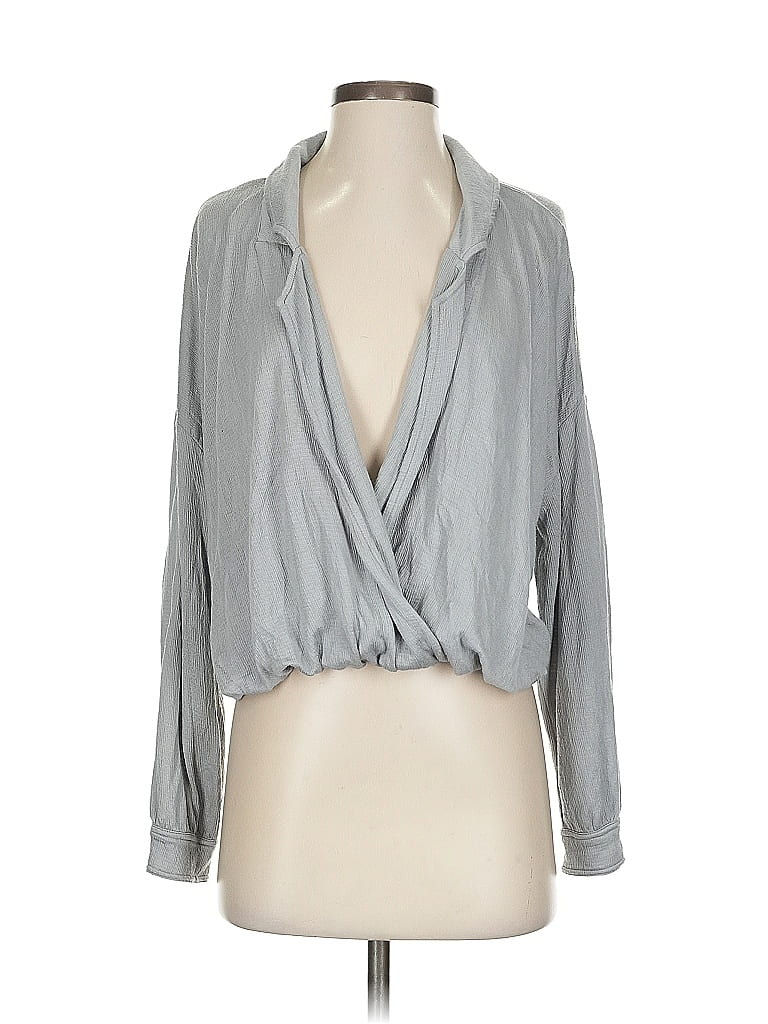 FP BEACH Gray Long Sleeve Blouse Size S - photo 1