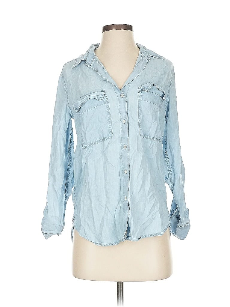 The Group by Babaton 100% Lyocell Blue 3/4 Sleeve Button-Down Shirt Size XXS - photo 1