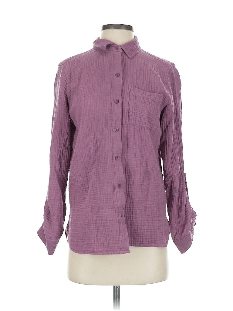 Pre-owned Anne Klein Long Sleeve Blouse In Purple
