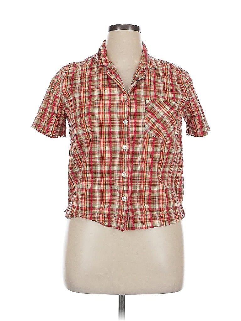 Pre-owned Erika Short Sleeve Button Down Shirt In Red