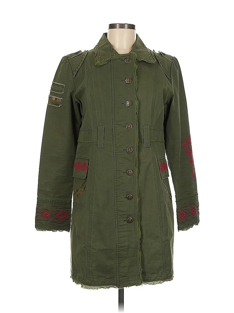 Tasha Polizzi Collection 100% Cotton Green Coat Size M - photo 1