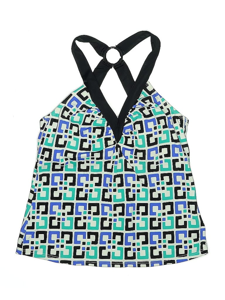 Pre-owned Sonoma Life + Style Swimsuit Top Blue Argyle Pattern Swimwear