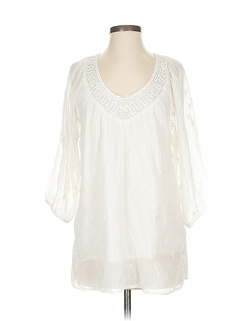 Pre-owned Soft Surroundings 3/4 Sleeve Blouse In White