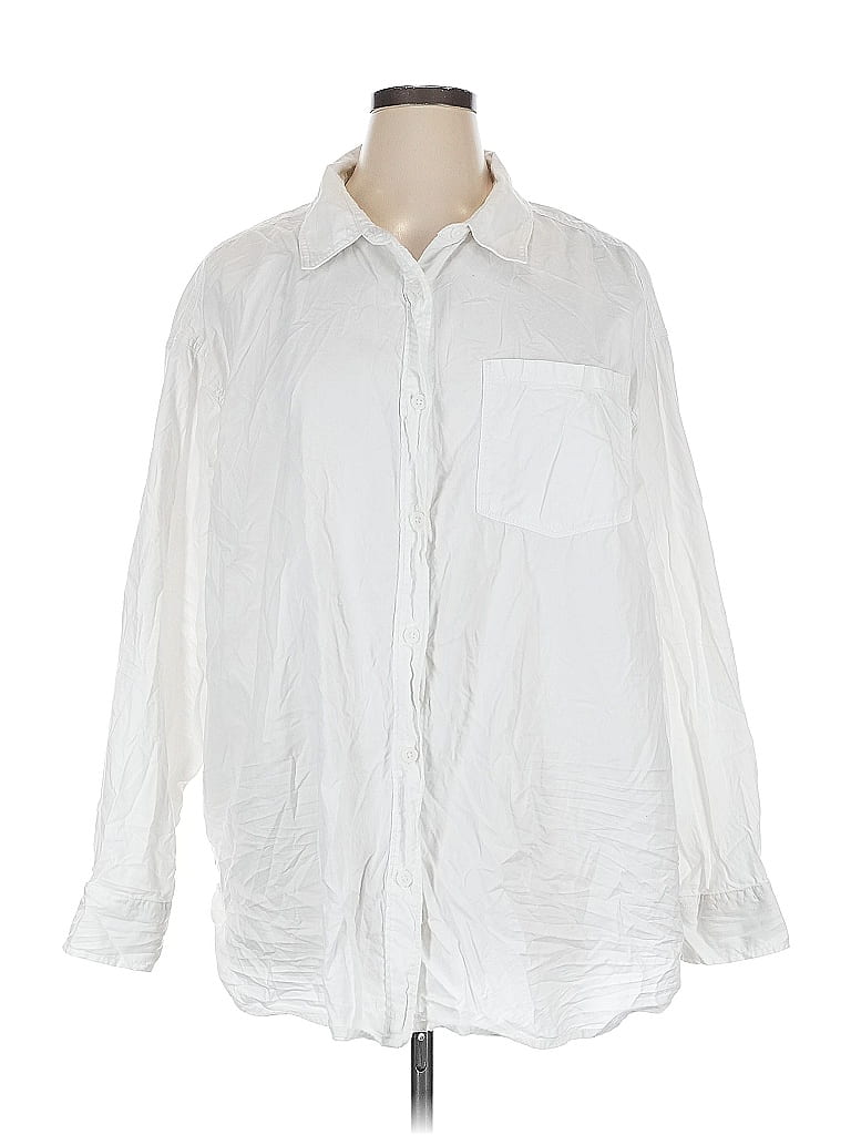 Pre-owned Offline By Aerie Long Sleeve Button Down Shirt In White